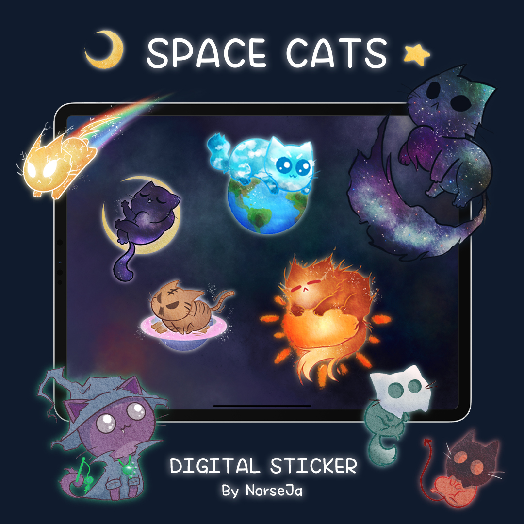 NORSEJA | GOODNOTES DIGITAL STICKER (space cats) – Littlefriendworld